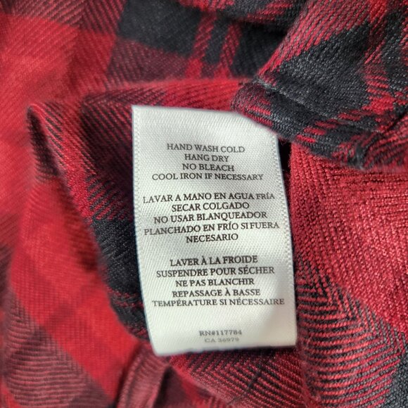 Rails Hunter Plaid Shirt Women's Large Crimson Pitch 100% Rayon Button Down - Picture 8 of 14